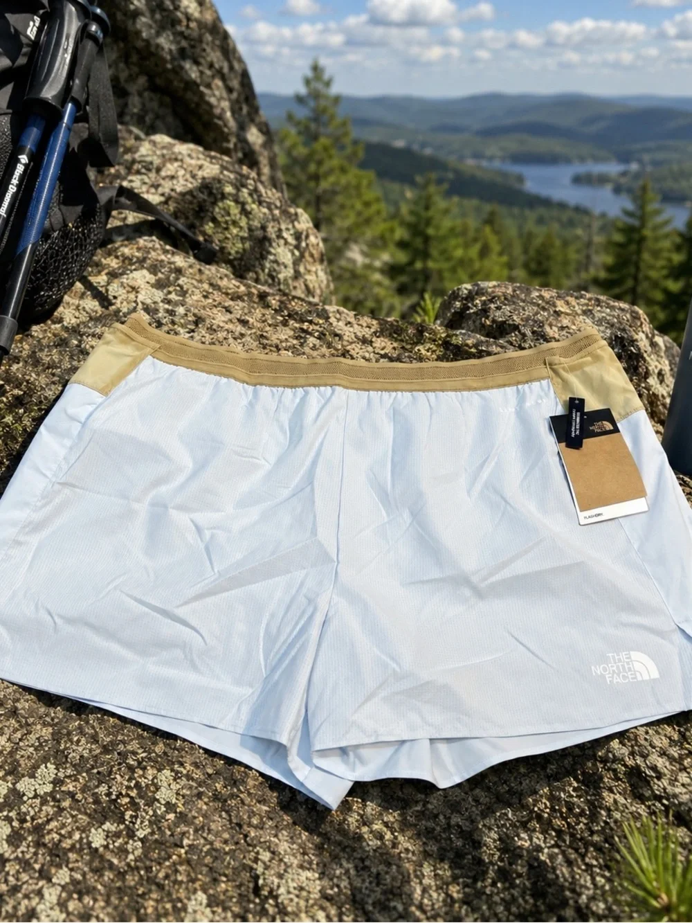 The North Face Mens Light Range Running Shorts XXL Blue Khaki 4 Inch Athletic